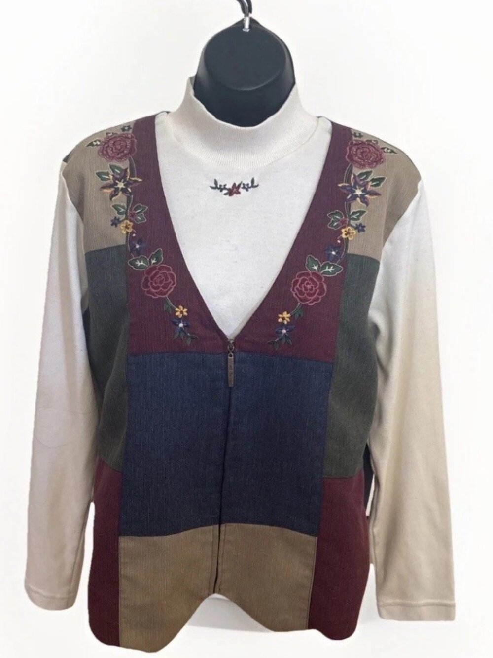 VINTAGE Alfred Dunner Mockneck vest Pullover Top Small 1990’s